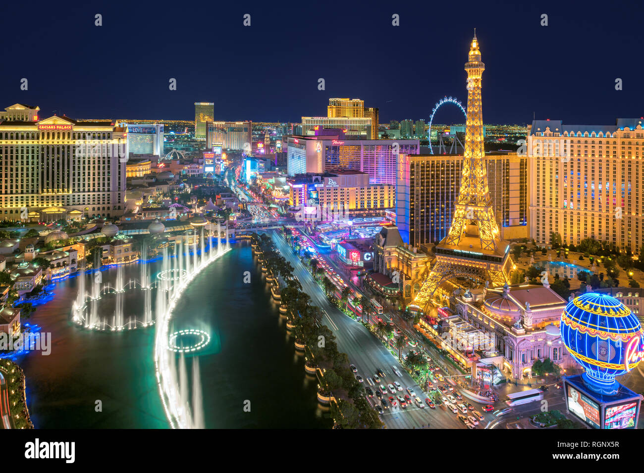 Night view of Las Vegas strip Stock Photo