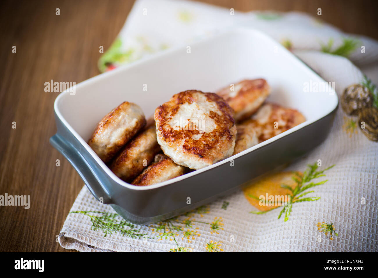 fried meat patties in a ceramic bowl Stock Photo Alamy