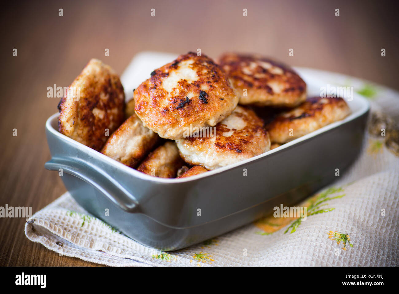 fried meat patties in a ceramic bowl Stock Photo Alamy