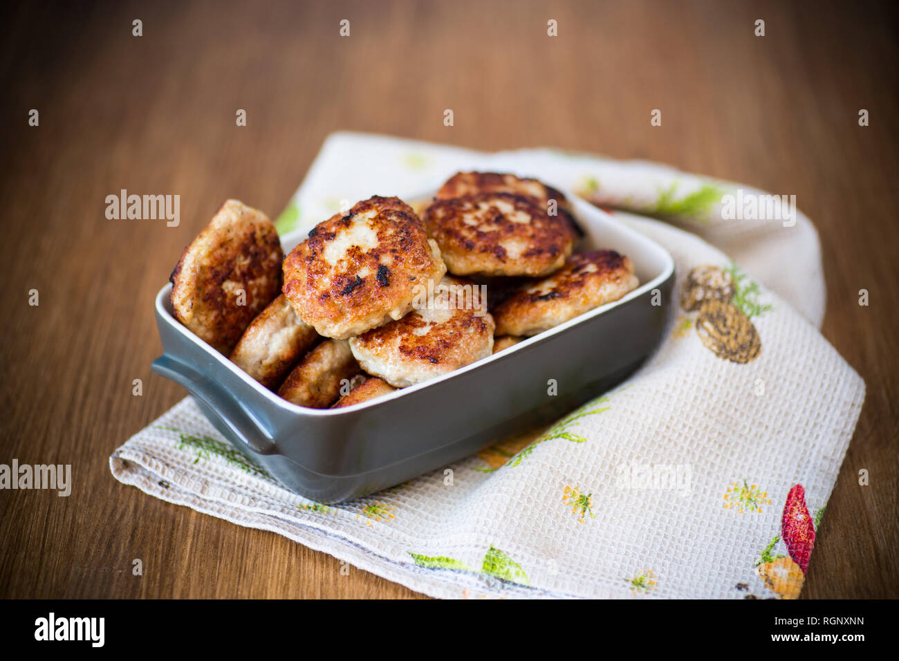 fried meat patties in a ceramic bowl Stock Photo Alamy