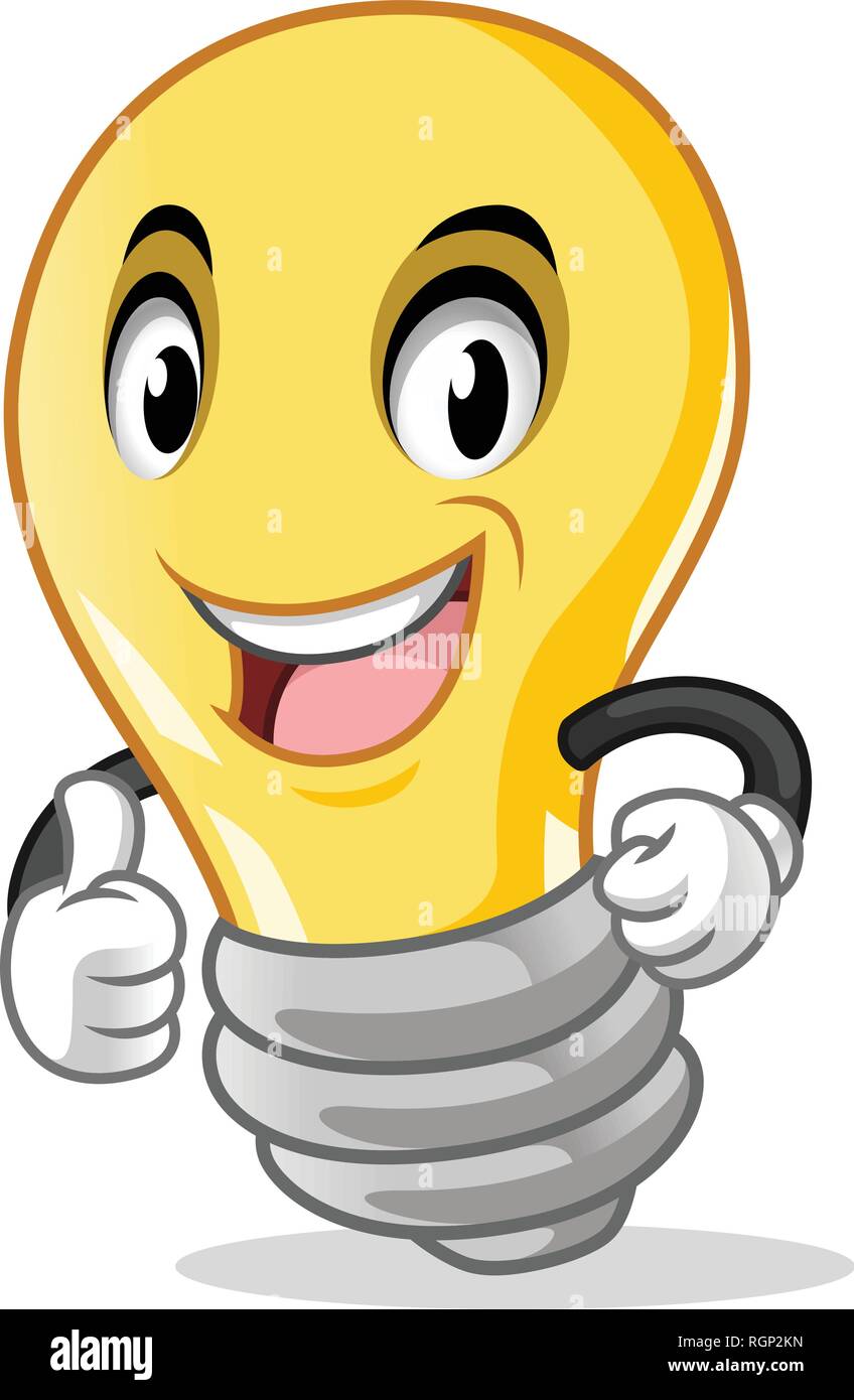 Light bulb mascot cartoon character design, isolated on white