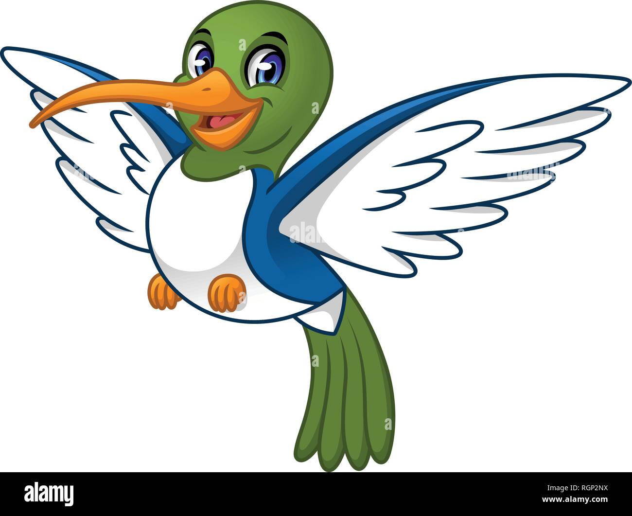 Hummingbird cartoon character design, isolated on white background, vector clip art illustration. Stock Vector