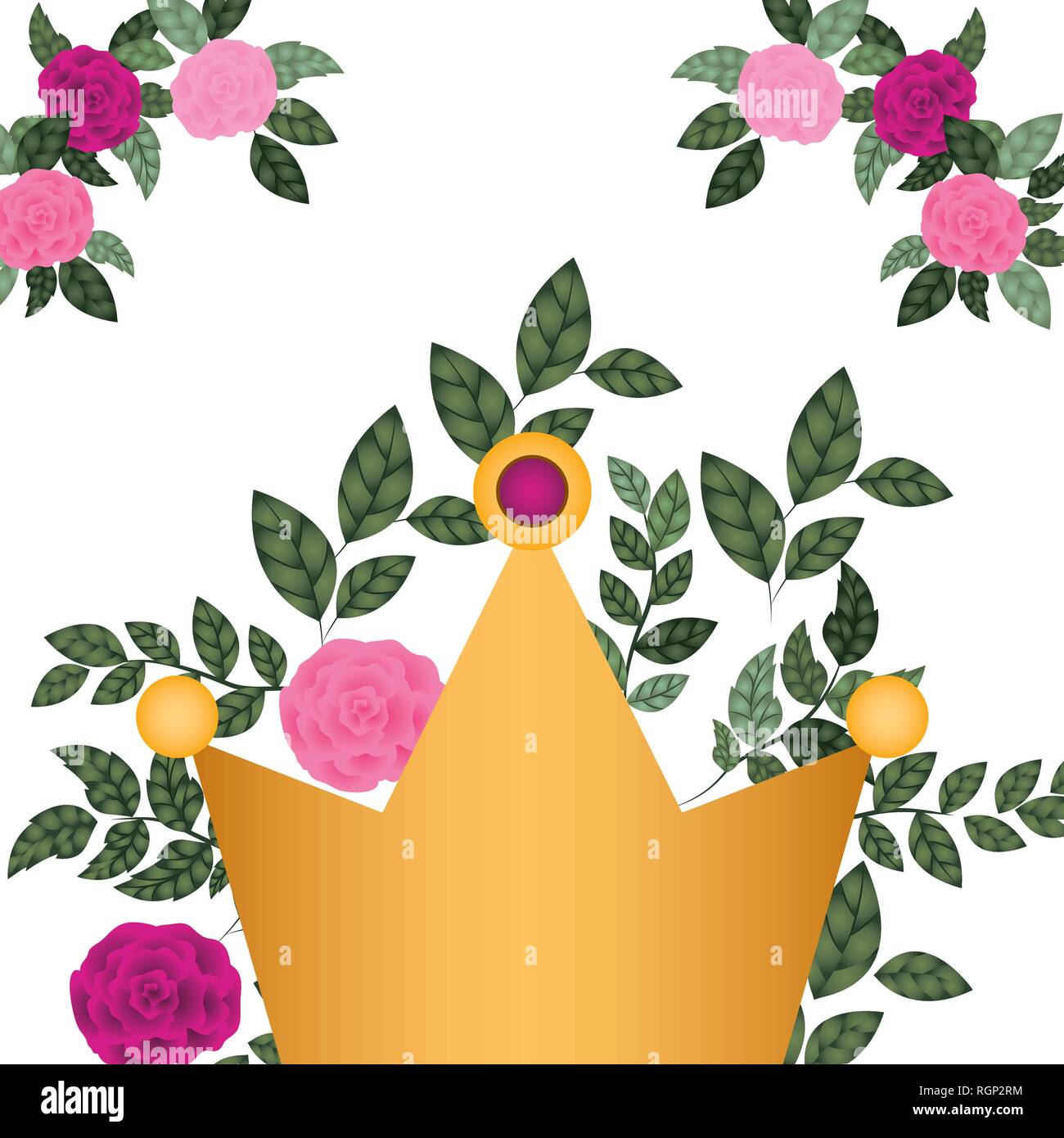 golden crown with roses isolated icon Stock Vector Image & Art - Alamy
