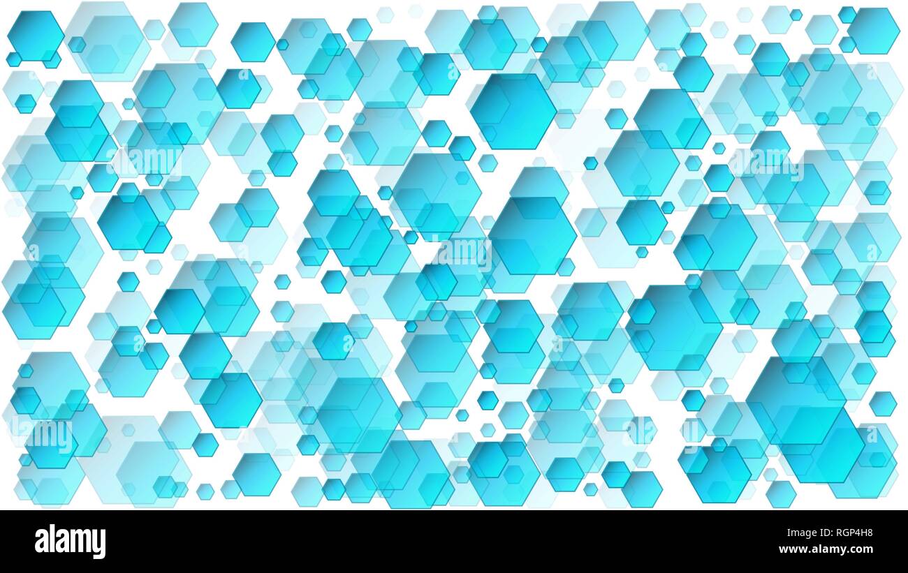 Hundreds of hexagon shapes, abstract blue backgrounds Stock Vector
