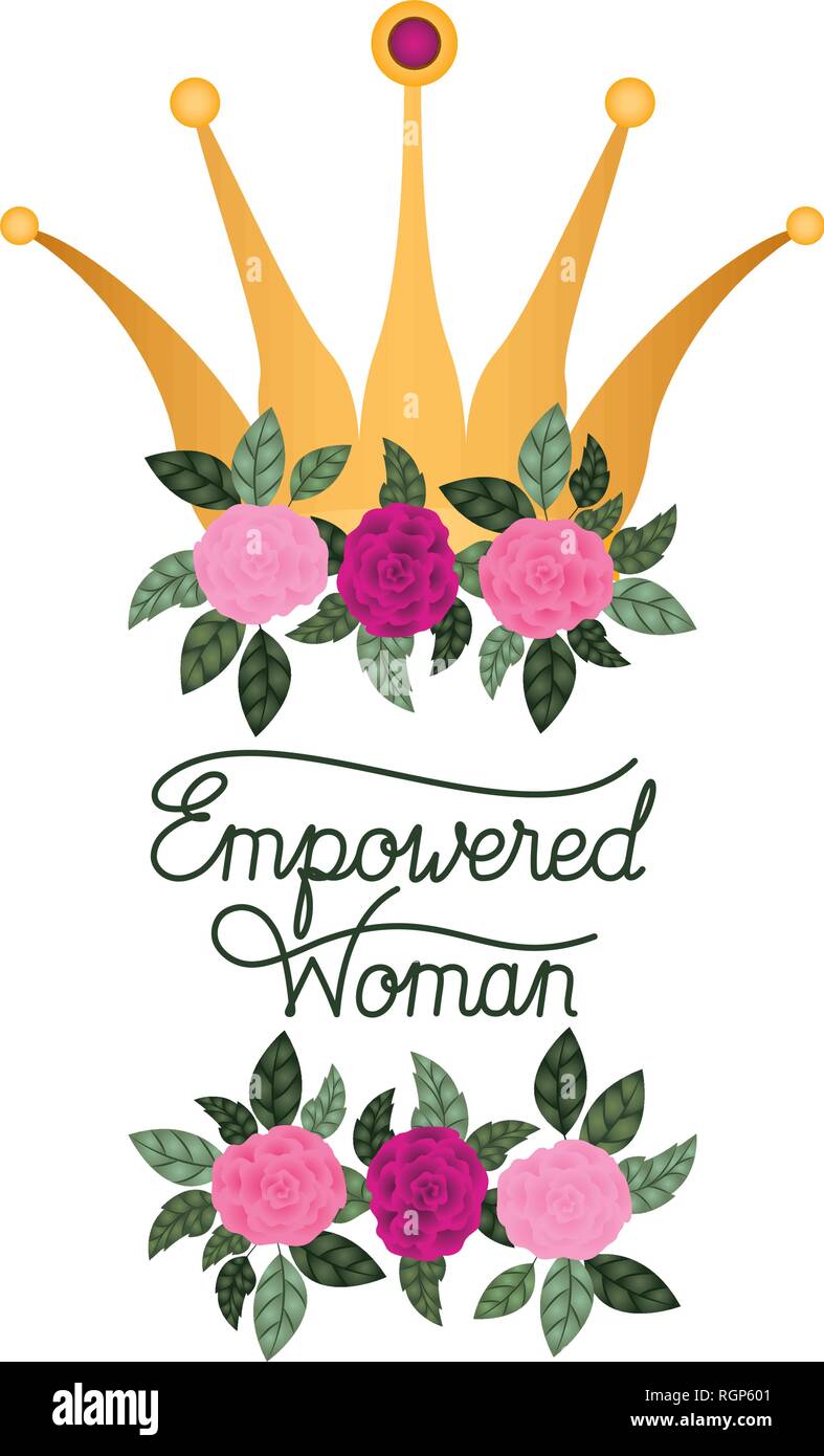empowered woman label with roses isolated icon Stock Vector Image & Art ...