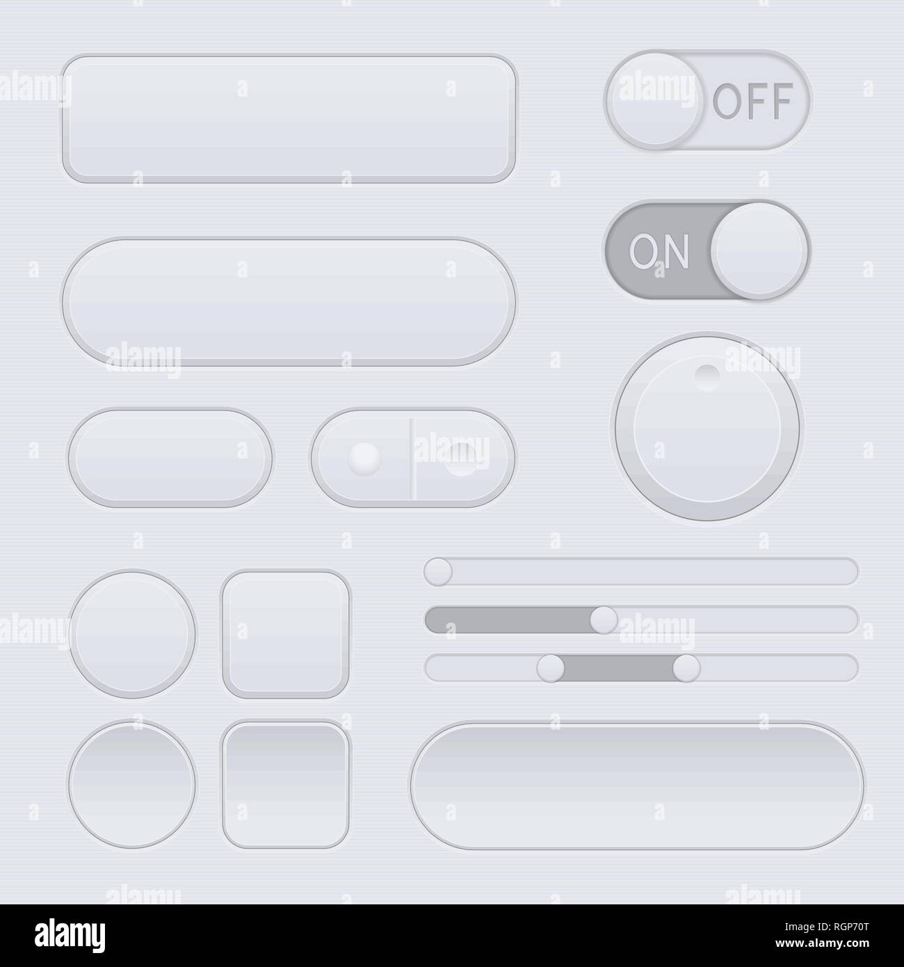 Interface buttons. Set of white icons for web Stock Vector