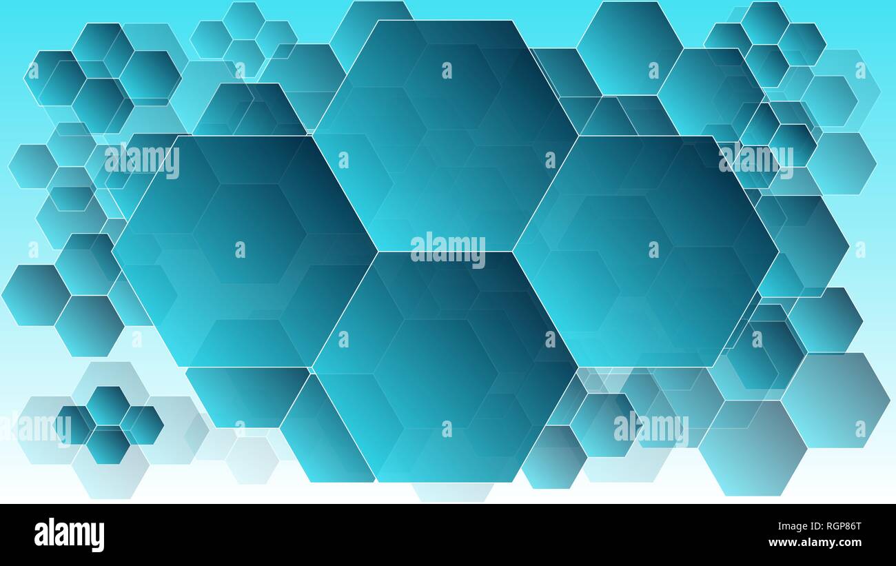 Technology abstract concept background, random size hexagons Stock Vector