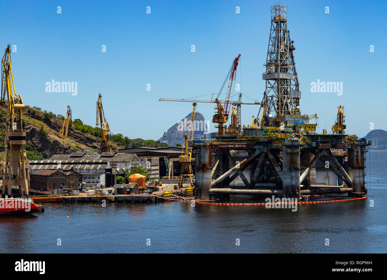 Reformation of the oil tower. Port of the city of Niteroi, state of Rio de Janeiro Brazil, South America. Stock Photo