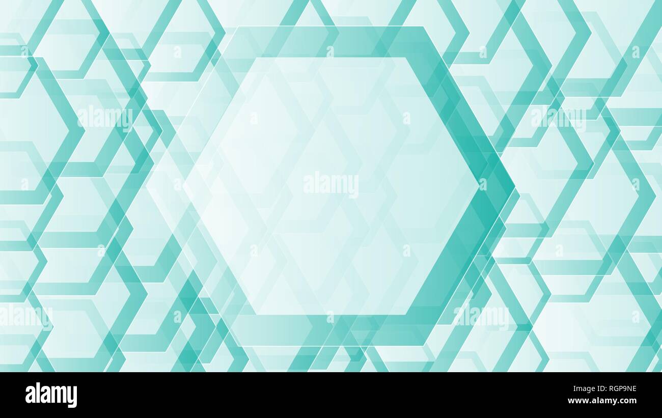 Hexagons transparent abstract background decor, copy space Stock Vector