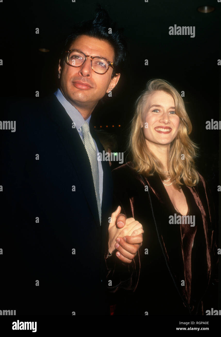 CENTURY CITY,  CA - NOVEMBER 30: Actor Jeff Goldblum and actress Laura Dern attend Opening Night of 'Sunset Boulevard' on November 30, 1993 at the Shubert Theater in Century City, California. Photo by Barry King/Alamy Stock Photo Stock Photo
