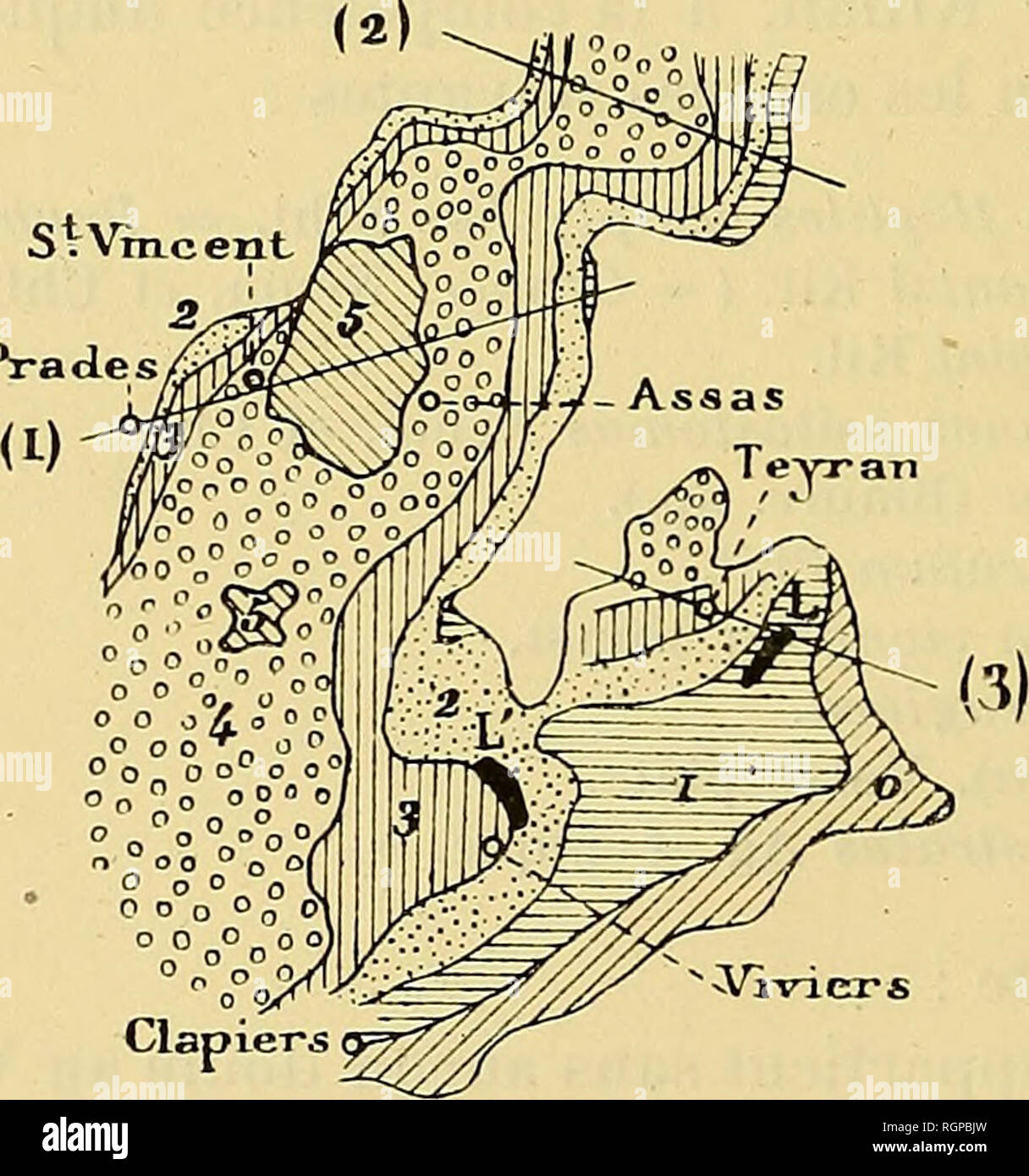 Bulletin De La Socia C Ta C Ga C Ologique De France Geology Prades Fig T Triers Fig 4 A Plan Du Territoire D Assas Viviers Teyrani Ha C I Ault Echelle 1 160 000a Environ A Fig 1 2 3 A Coupes Suivant Les Directions I 2