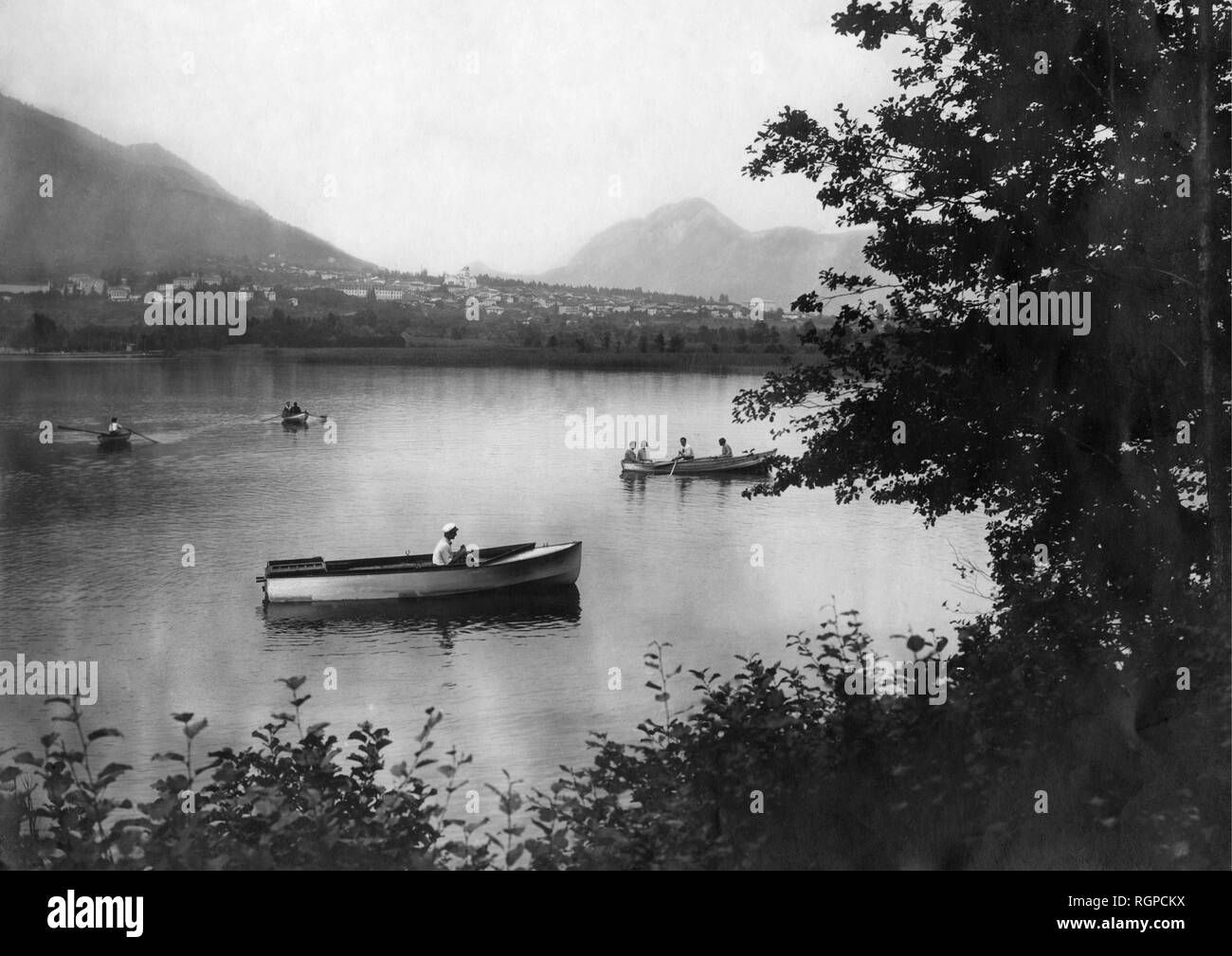 italy, trentino alto adige, valsugana, lake of levico, 1930-1940 Stock Photo