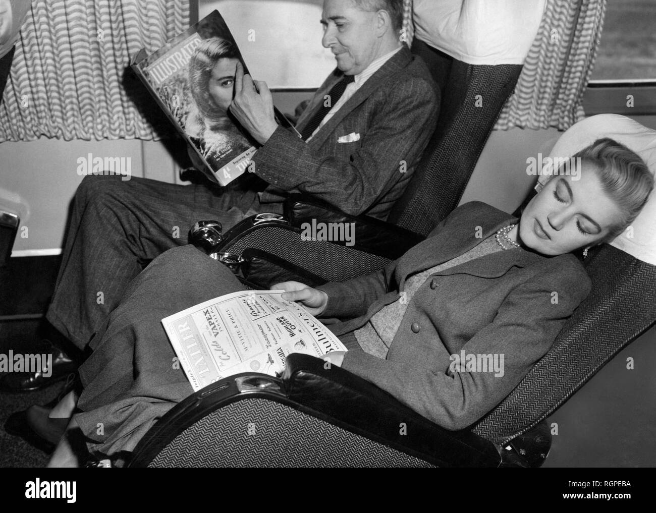 couple on plane, British Overseas Airways Corporation, boac, 1958 Stock Photo