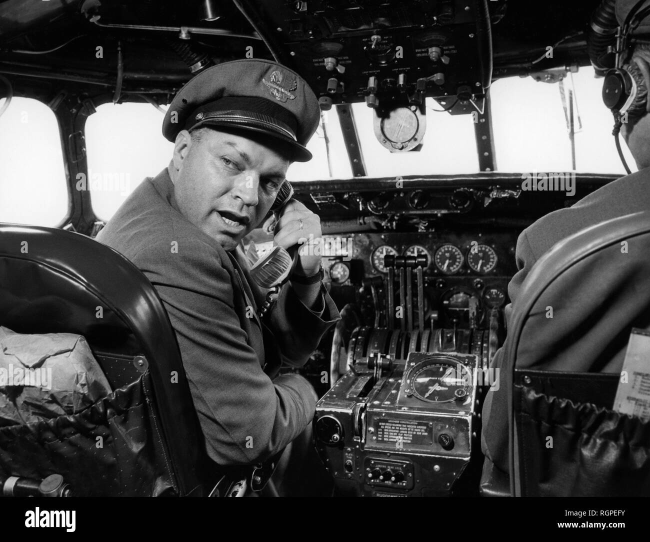 cockpit and pilot, 1955 Stock Photo