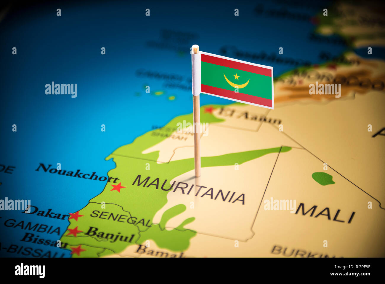 mauritania-marked-with-a-flag-on-the-map-stock-photo-alamy