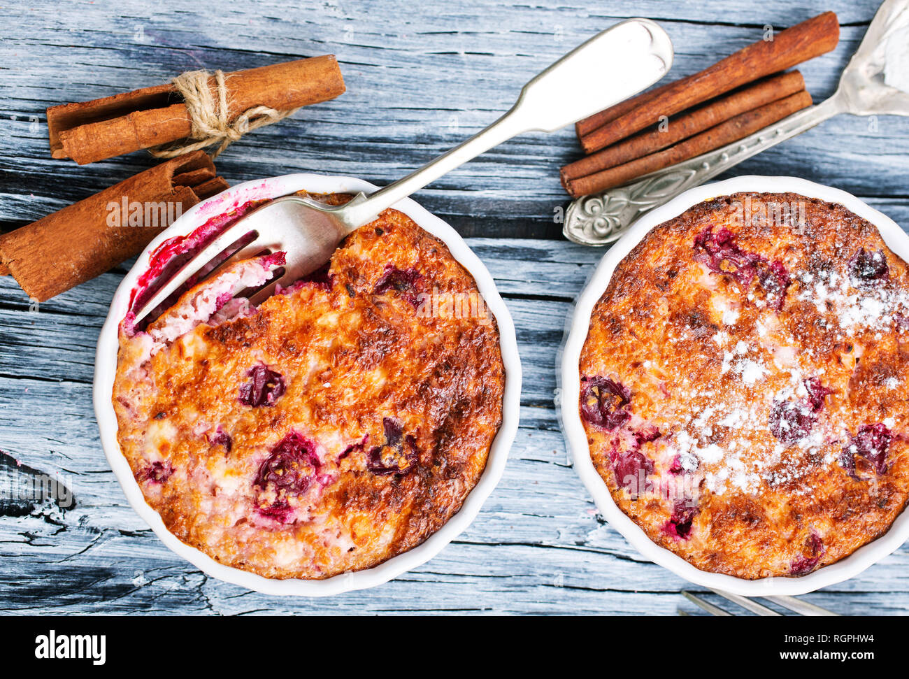 Baked Pie From Cottage Cheese And Berries Stock Photo 234066256