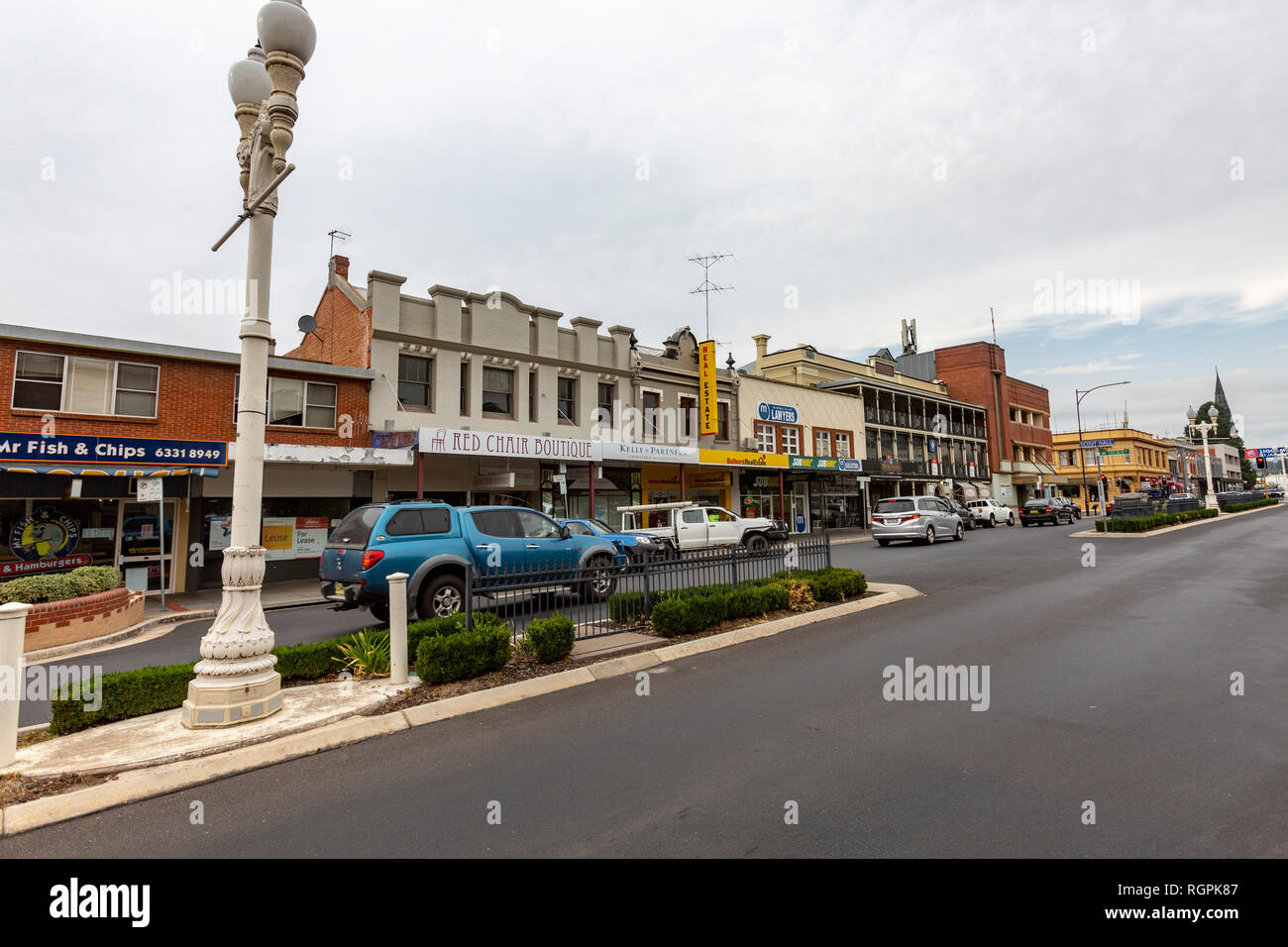 Bathurst city centre and shops on William street,Bathurst is a city in central tablelands of New