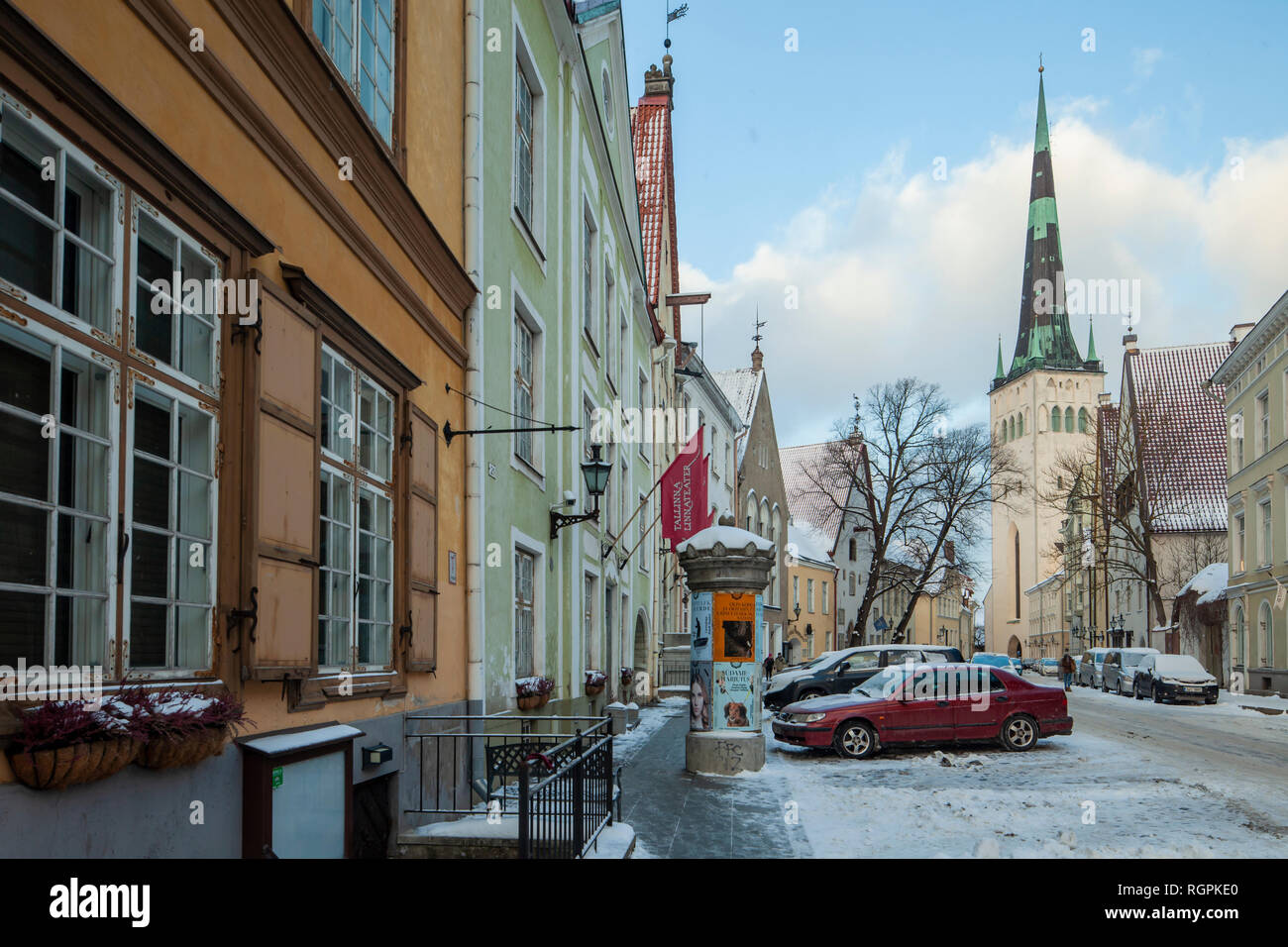 Winter day in the old town of Tallinn, Estonia. Stock Photo