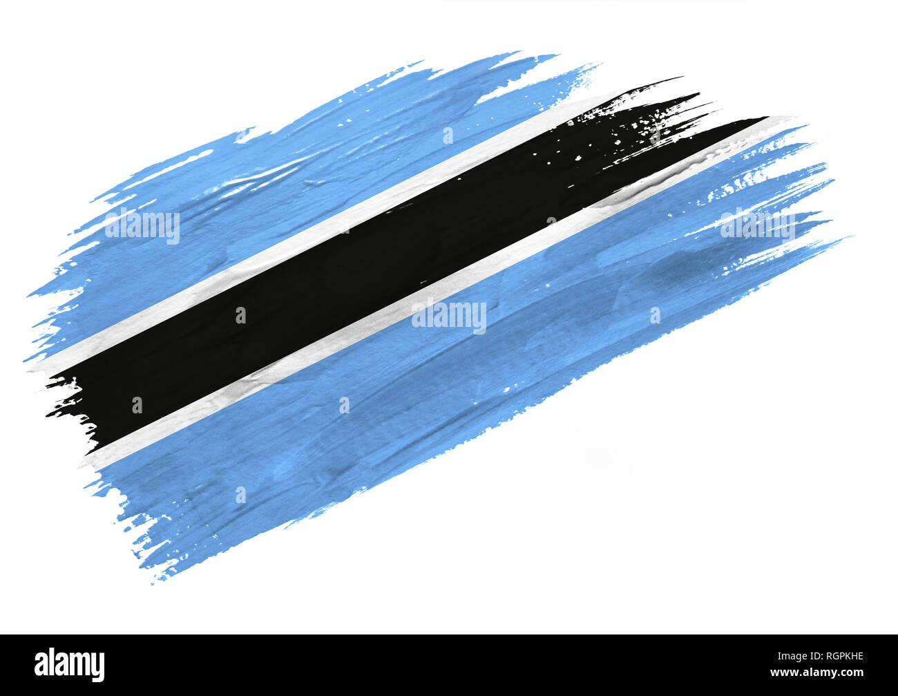 Brush painted Botswana flag. Hand drawn style illustration Stock Photo ...