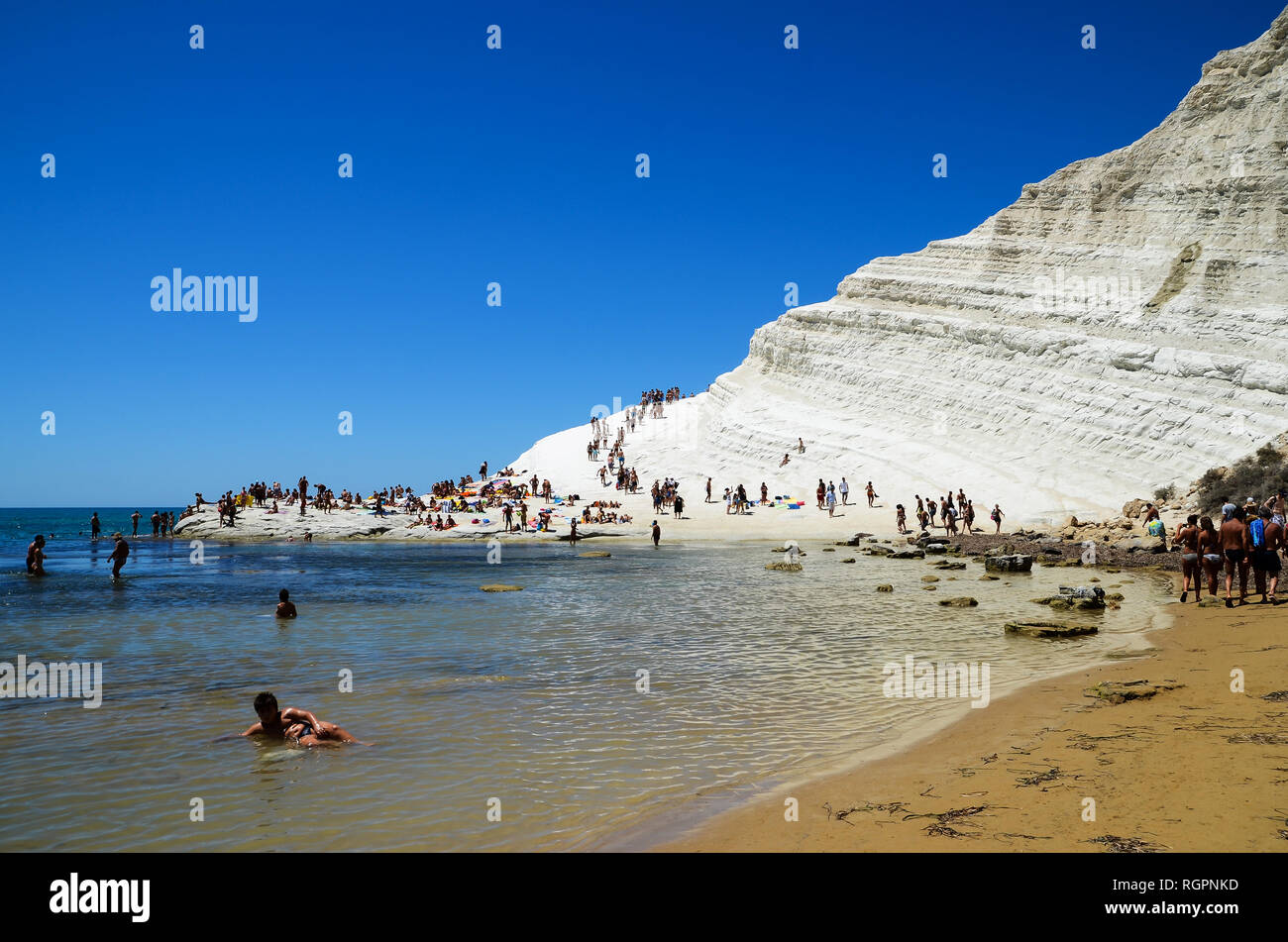 Realmonte White beach and cliffs at Scala dei Turchi, Realmonte, Sicily. The ...