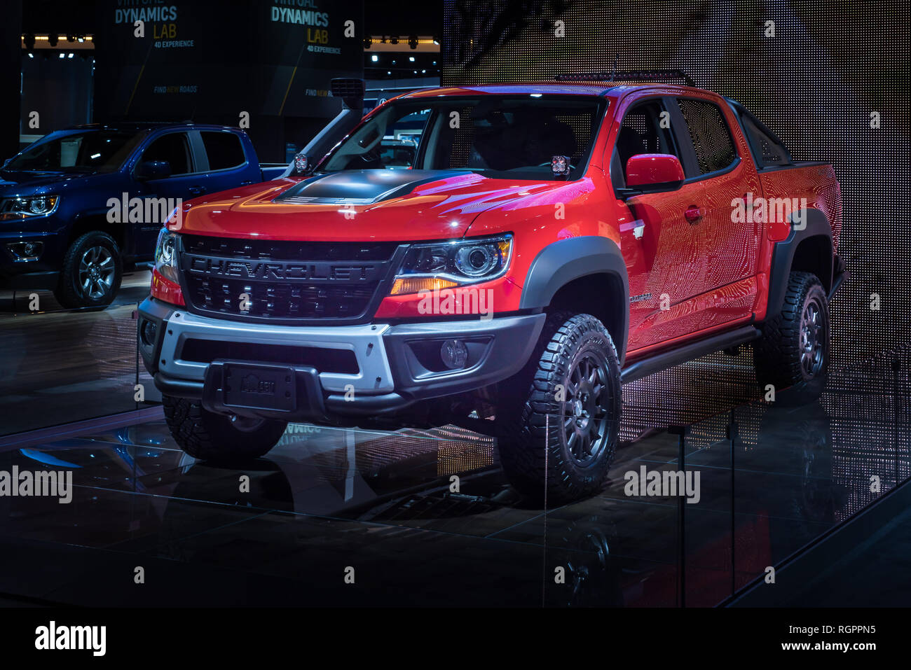 DETROIT, MI/USA - JANUARY 14, 2019: A 2019 Chevy Colorado ZR2 Bison truck at the North American International Auto Show (NAIAS). Stock Photo