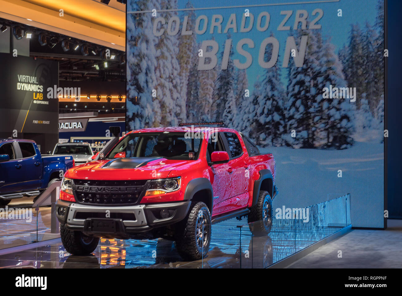 DETROIT, MI/USA - JANUARY 14, 2019: A 2019 Chevy Colorado ZR2 Bison truck at the North American International Auto Show (NAIAS). Stock Photo
