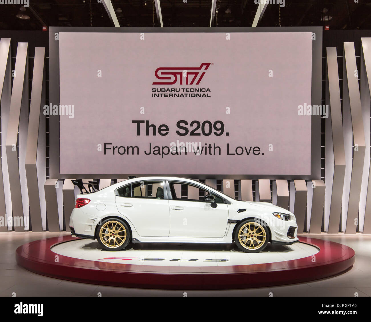 DETROIT, MI/USA - JANUARY 15, 2019: A 2019 Subaru WRX STI S209 car at the North American International Auto Show (NAIAS). Stock Photo