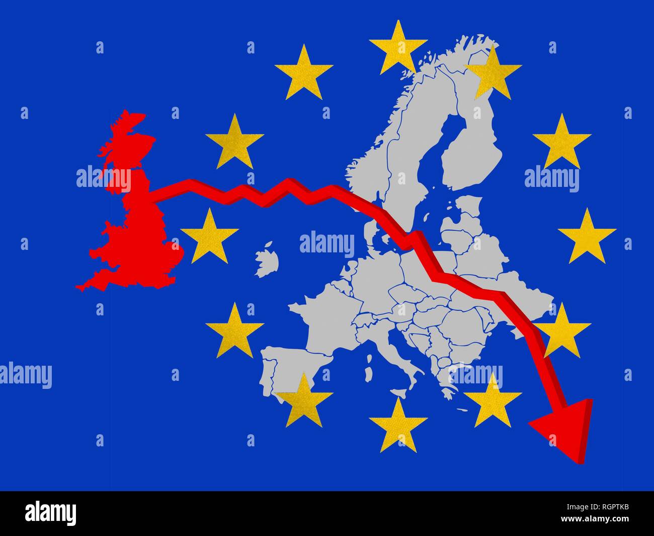 Brexit, Great Britain leaving the EU, map, Germany Stock Photo