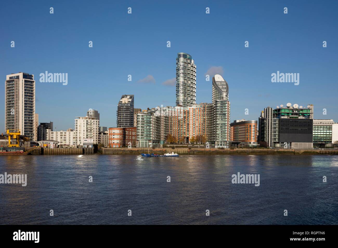 Modern residential and office buildings, Canary Wharf, Isle of Dogs, Docklands, London, England, United Kingdom Stock Photo