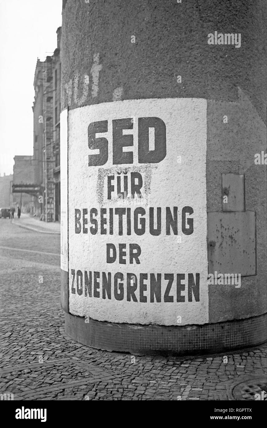 Propaganda, SED poster, 1947, Leipzig, Saxony, GDR, Germany Stock Photo