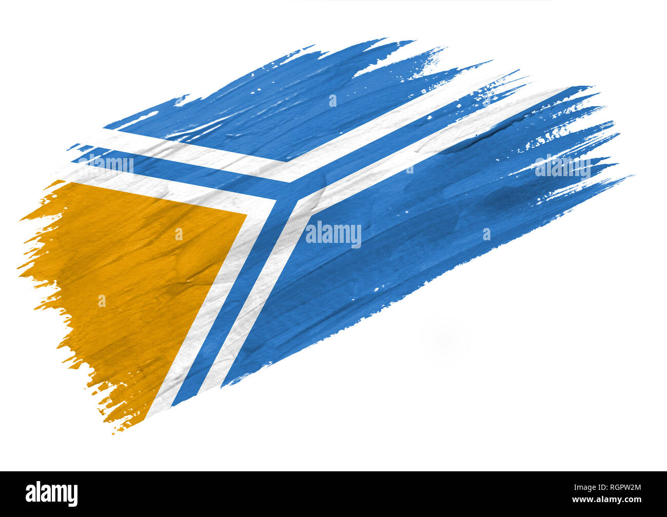 Brush painted Tuva flag. Hand drawn style illustration Stock Photo
