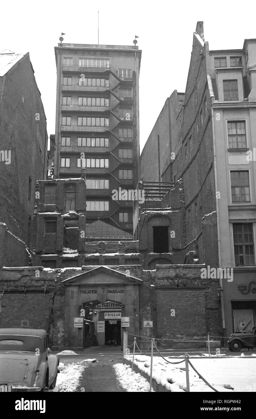 Destroyed Theater Passage, rear view of the Krochhochhaus, 1955