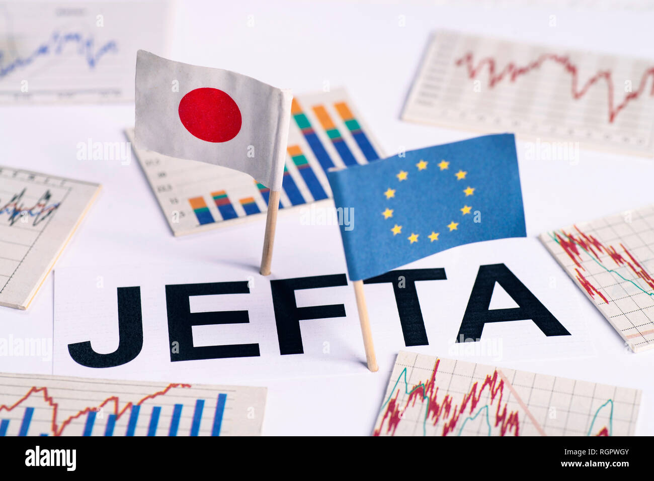 Symbolic picture for the EU-Japan Free Trade Agreement, JEFTA Stock Photo