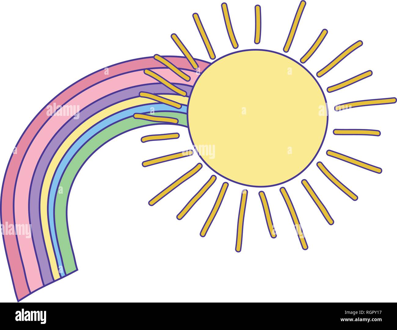 cute rainbow with sun Stock Vector Image & Art - Alamy