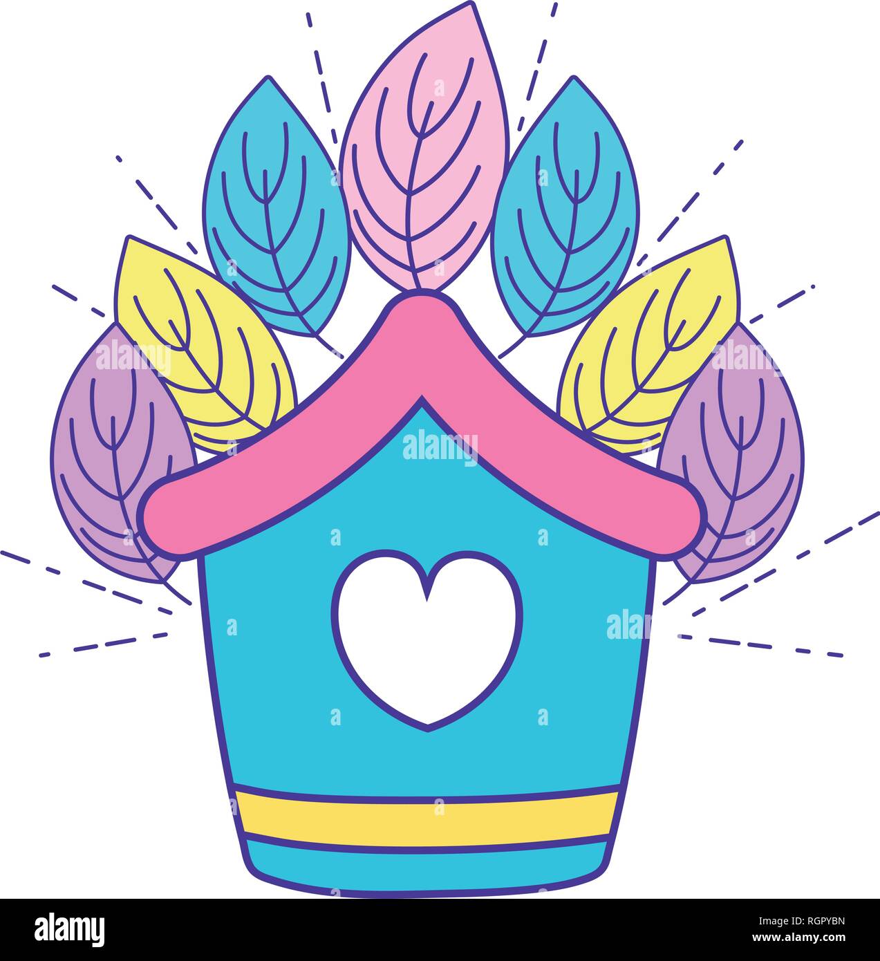 cute birdhouse wooden with leafs Stock Vector Image & Art - Alamy
