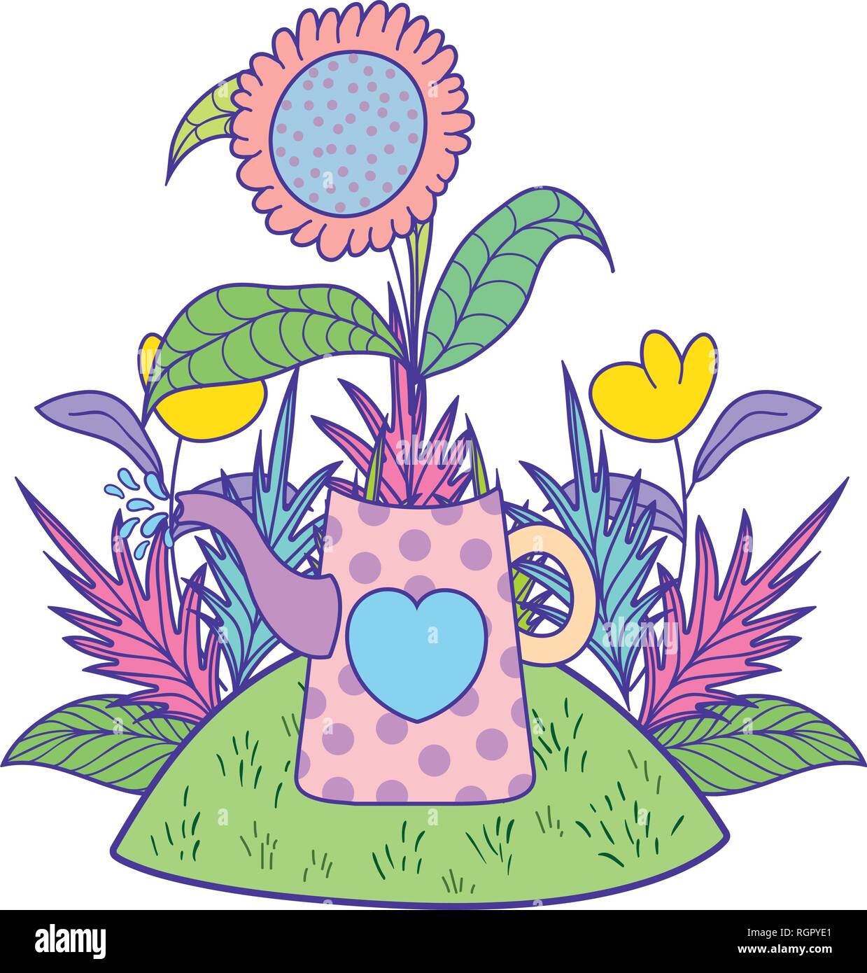beautiful cute garden with sprinkler scene Stock Vector Image & Art - Alamy