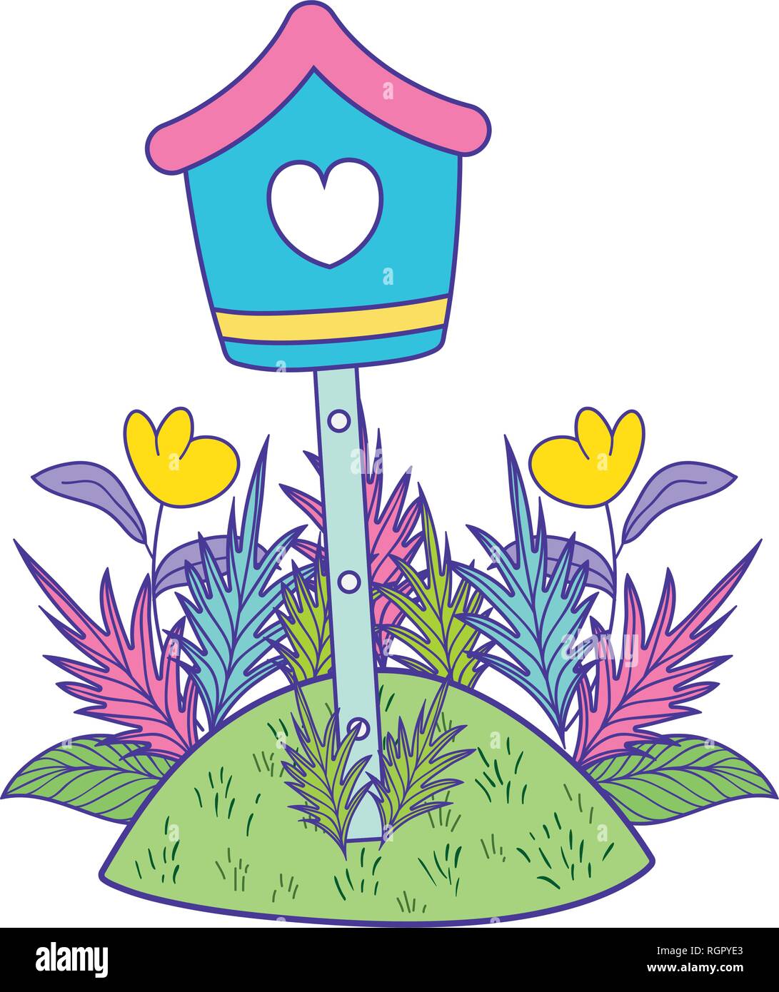 cute birdhouse wooden with garden scene Stock Vector Image & Art - Alamy
