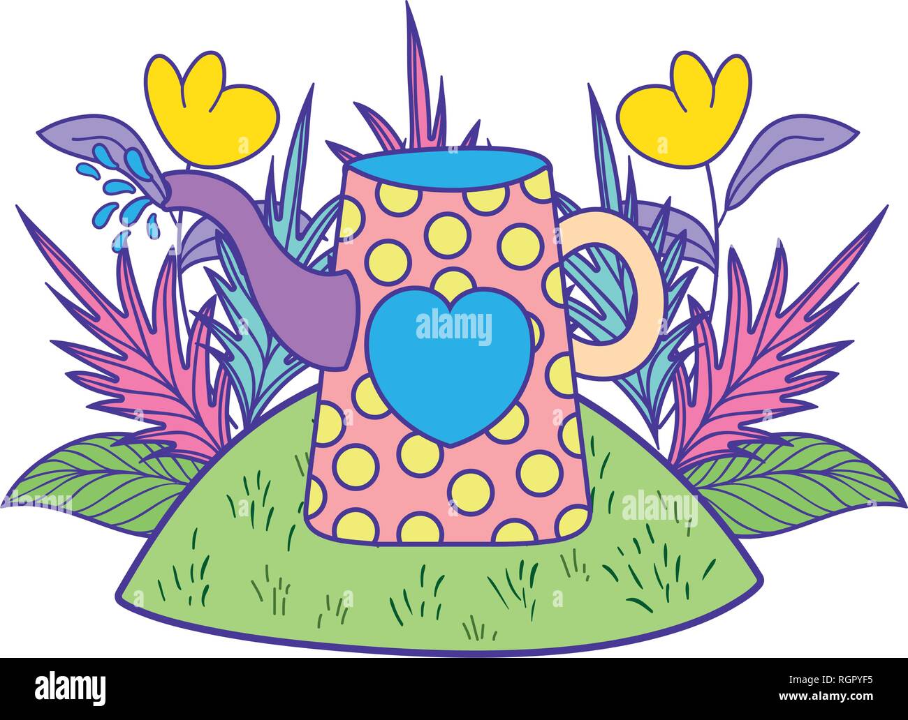 beautiful cute garden with sprinkler scene Stock Vector Image & Art - Alamy
