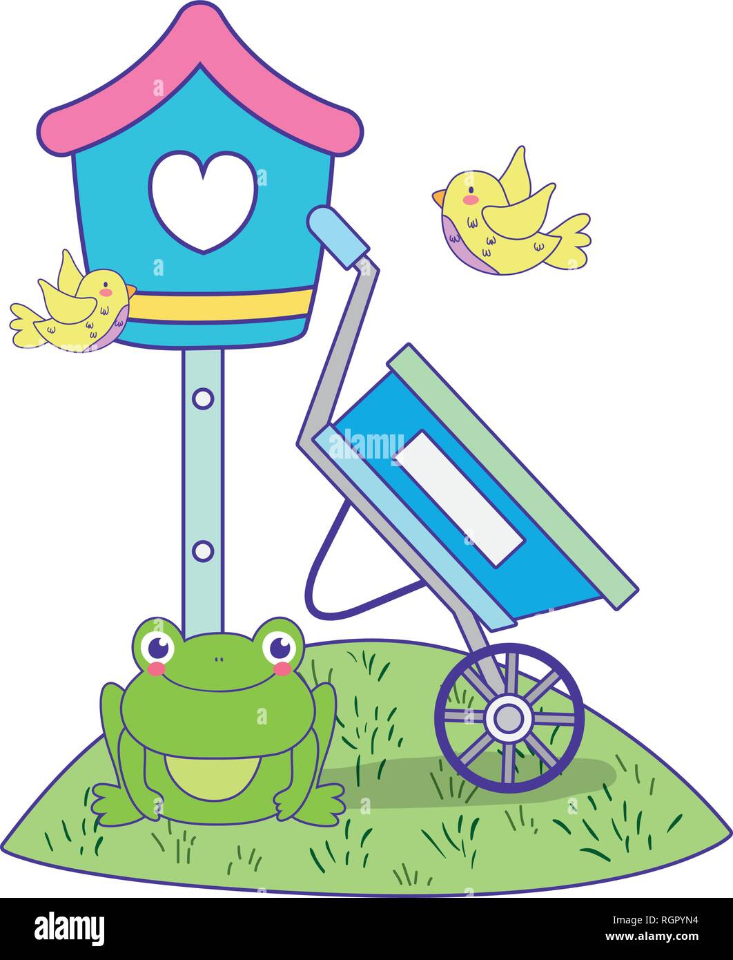 cute toad in the landscape with birdhouse Stock Vector Image & Art - Alamy