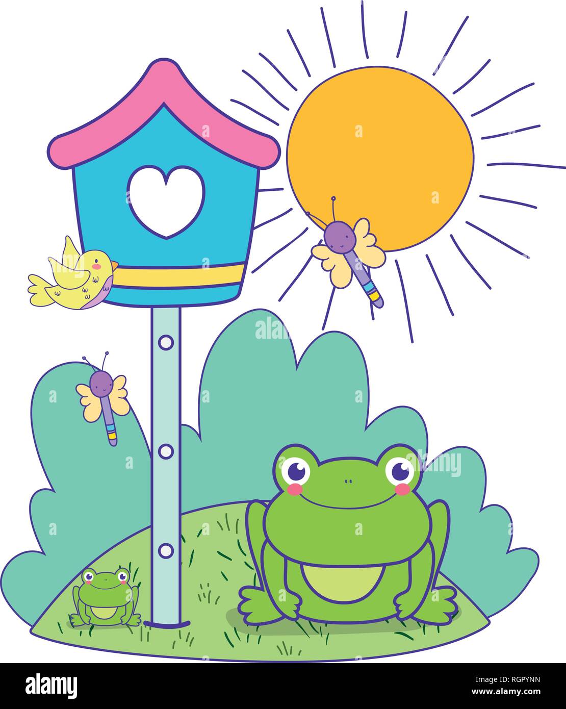 cute toad in the landscape with birdhouse Stock Vector Image & Art - Alamy