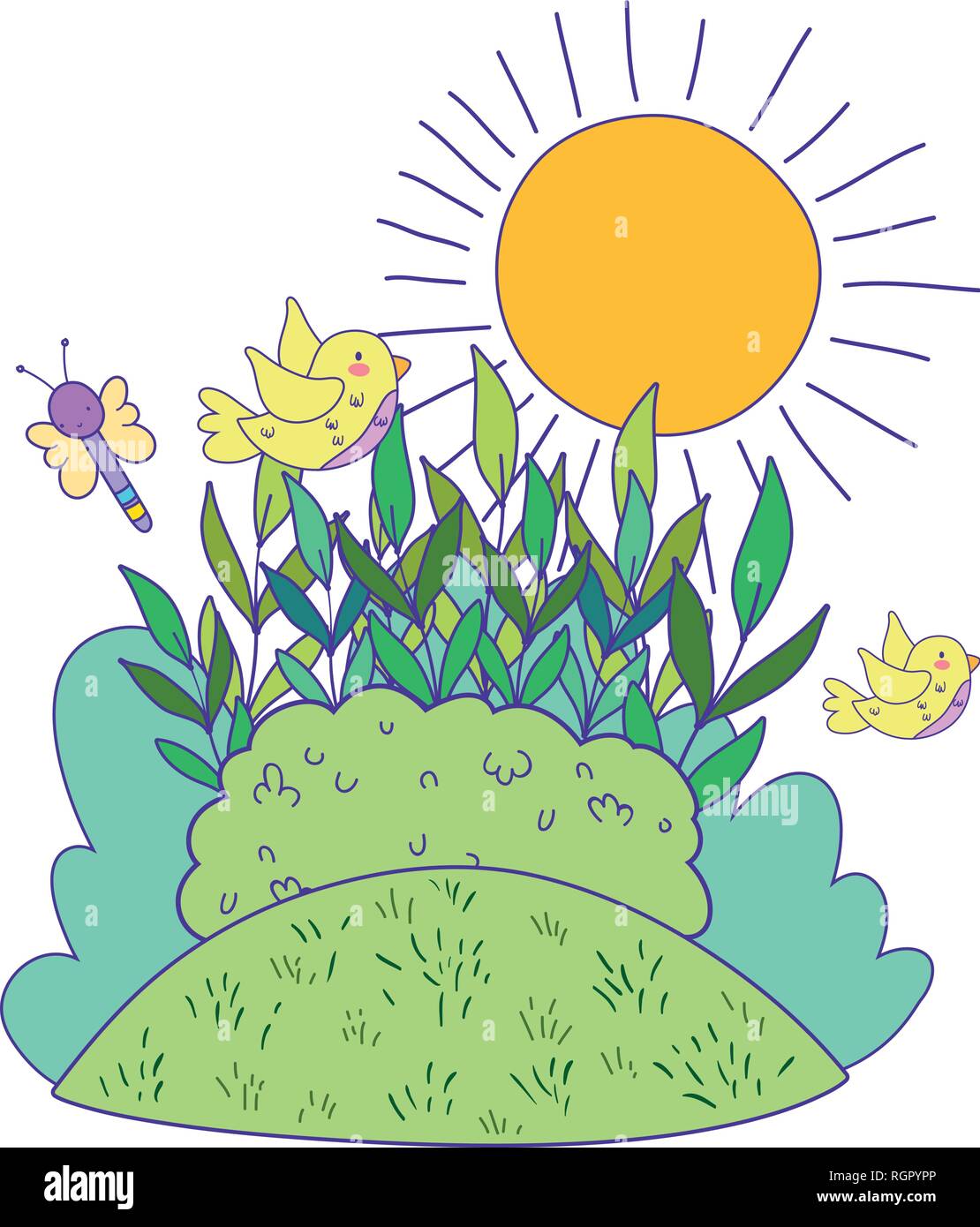 beautiful cute garden scene Stock Vector Image & Art - Alamy