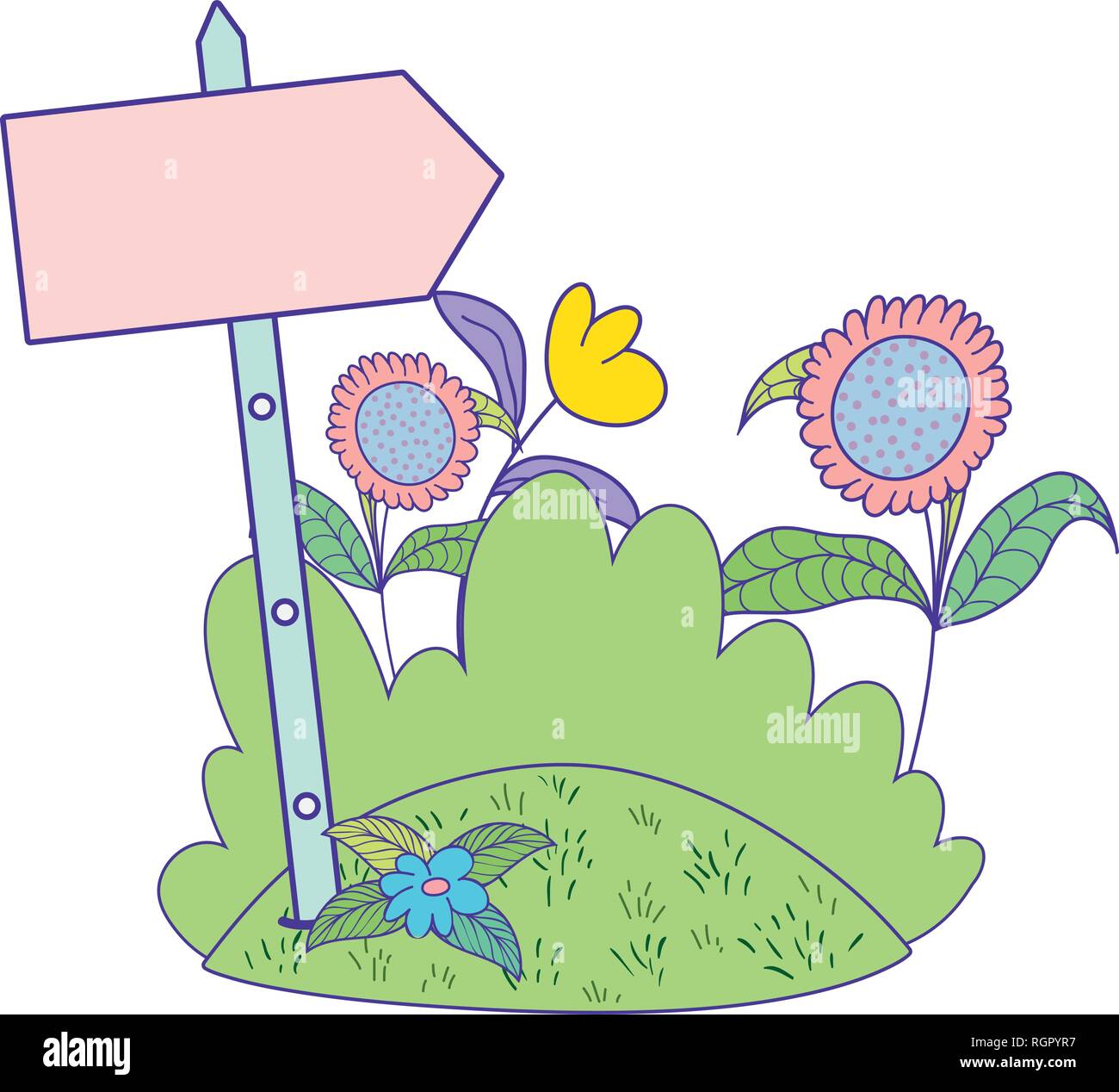 beautiful cute garden with butterflies scene Stock Vector Image & Art ...