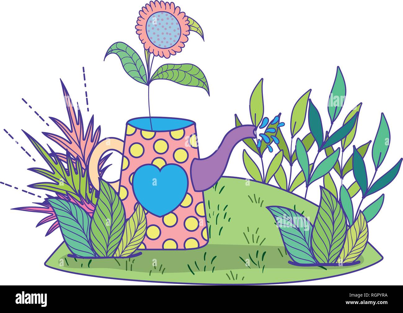 beautiful cute garden with sprinkler scene Stock Vector Image & Art - Alamy