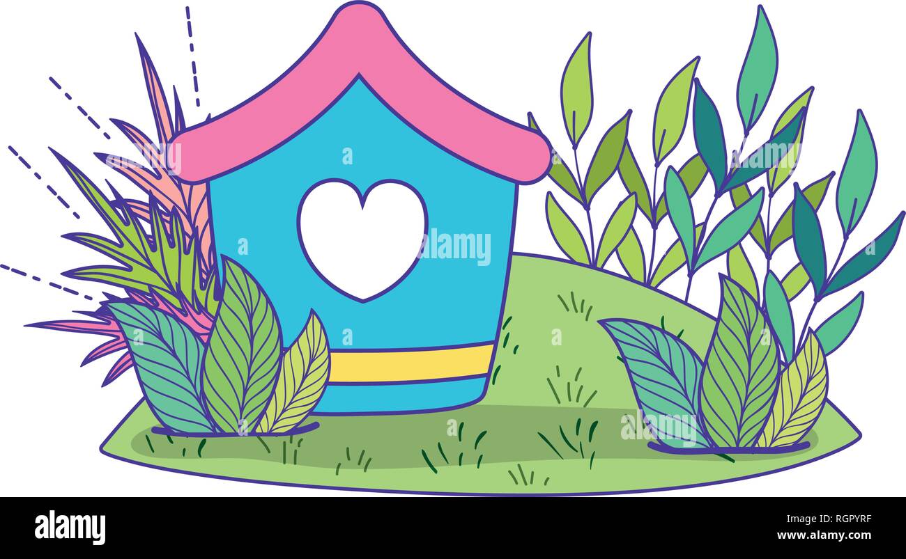 cute birdhouse wooden with garden scene Stock Vector Image & Art - Alamy