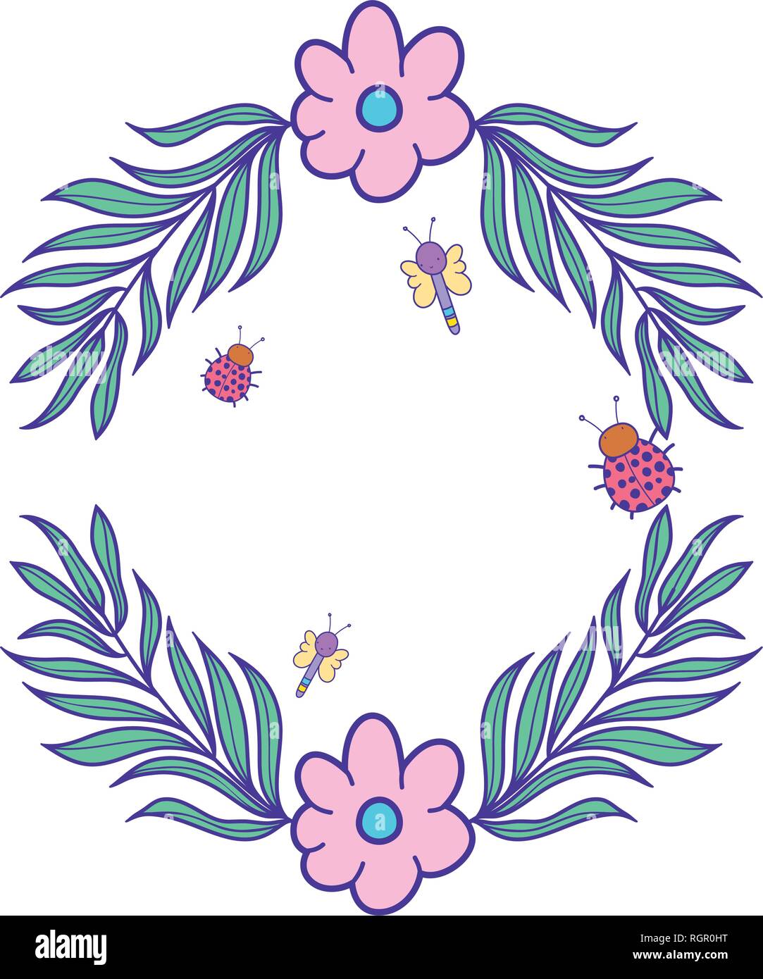 wreath with flowers and leafs Stock Vector Image & Art - Alamy