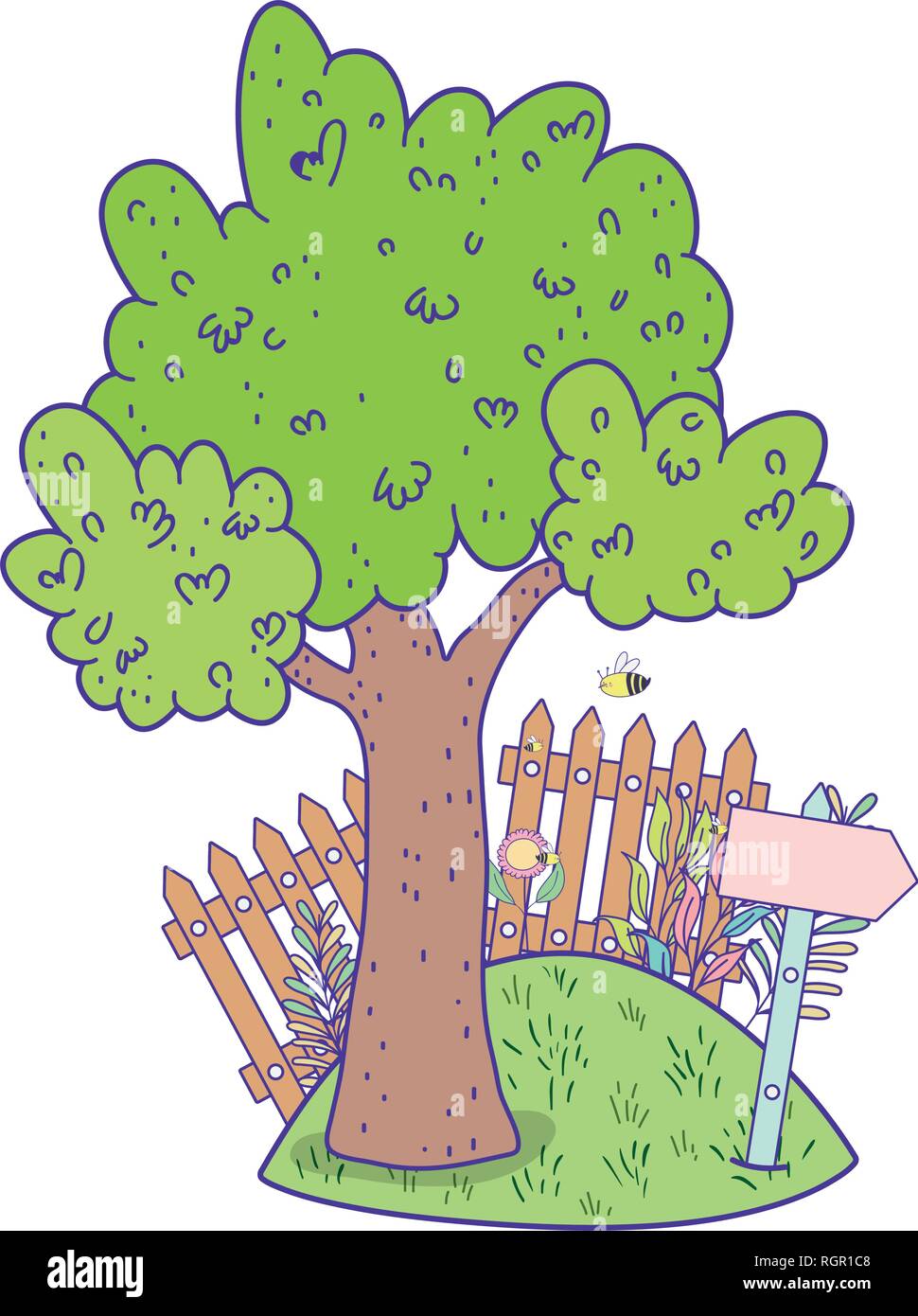 Embed Arrow Tree cute arrow guide wooden with tree in landscape Stock Vector Image & Art ...