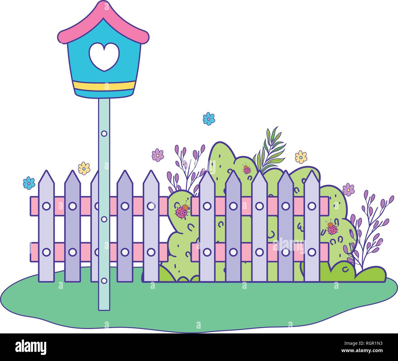 cute birdhouse wooden with garden scene Stock Vector Image & Art - Alamy