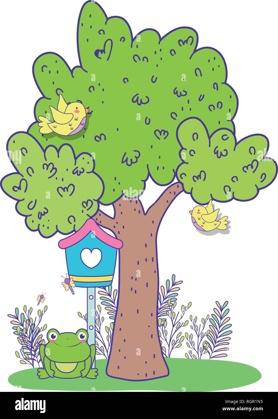 cute toad in the landscape with birdhouse Stock Vector Image & Art - Alamy