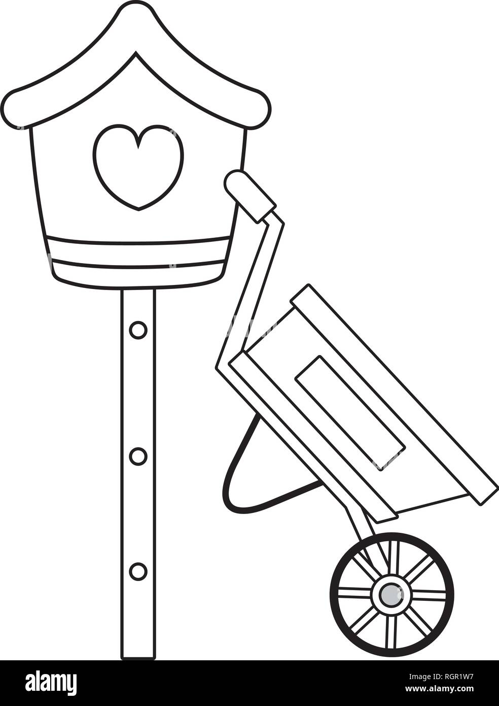 cute birdhouse with wheelbarrow Stock Vector Image & Art - Alamy