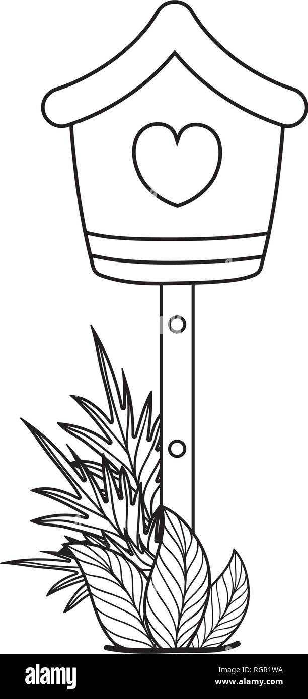 cute birdhouse wooden with garden scene Stock Vector Image & Art - Alamy